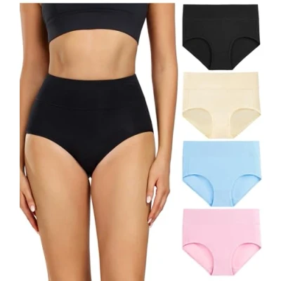 Abbildung von wirarpa Damen Unterhosen Baumwolle Slips Hoher Taille Atmungsaktive Taillenslip Wochenbett Unterwäsche Mehrpack Größen 32 58, Mehrfarbig, Large (42/44)