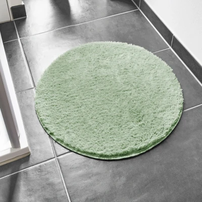 Abbildung von andiamo Badematte rutschfest Florida Badezimmerteppich weich und flauschig Badteppich waschbar Duschvorleger Badvorleger für Badezimmer 60 cm rund Salbei