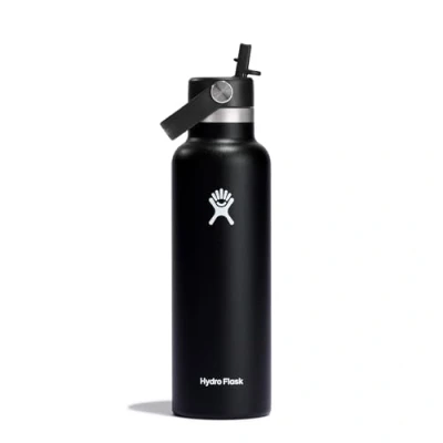 Abbildung von Hydro Flask Water Bottle 621 ml (21 oz) Vacuum Insulated Stainless Steel with Flex Straw Cap Standard Mouth Black