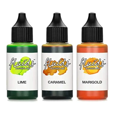 Abbildung von Octopus 3X 30 ml Fluids Alcohol Ink Set Lime, Caramel, Marigold Alkohol Ink, Alkoholtinte für Fluid Art, Resin Art und Epoxidharz Farbe