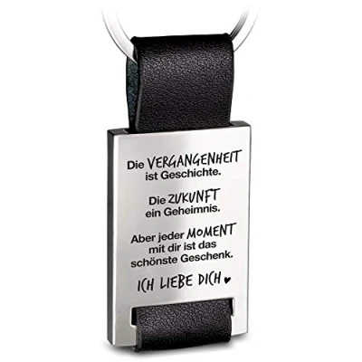 Abbildung von FABACH Liebe Schlüsselanhänger mit Gravur aus Leder Ich dich für Partner Freundin Geschenk Freund Jeder Moment dir ist das schönste