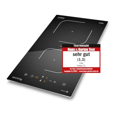 Abbildung von CASO Master E2 Induktionskochfeld, Einbaukochfeld mit 2 Kochzonen, max. 2000 3500 Watt, Booster, Timer von 1 99 Min., Töpfe bis 26 cm, Schott Ceran