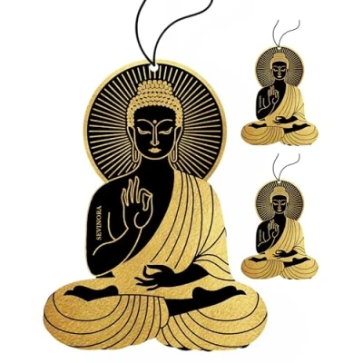 Abbildung von 3x Duftbaum Auto Lufterfrischer New Car Autoduft Parfüm mit Neuwagenduft Innenraum Tuning Deko Air Freshener Duftanhänger Buddha