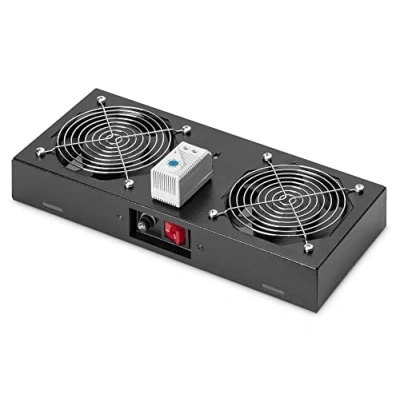 Abbildung von DIGITUS Dachlüftereinheit für Wandgehäuse 276 m3/h freiblasender Volumenstrom 2x Lüfter Thermostat Schwarz