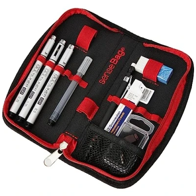 Abbildung von Copic Multiliner SP Set &quot;College A&quot;, 20 teiliges im senseBag, mit 3 Finelinern, Nachfüllpatrone, Zirkelaufsatz, Druckbleistift inkl. Minen und Radiergummi