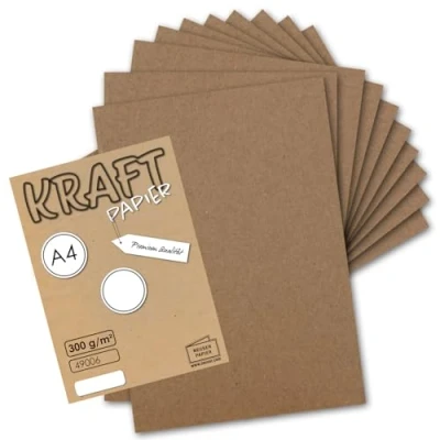 Abbildung von 50x Vintage Kraftpapier DIN A4 21 x 29,7 cm 210 297 mm 300gr natur braunes Recycling Papier, ökologisch Bastel Karton Einzel Karte UmWelt by GUSTAV NEUSER