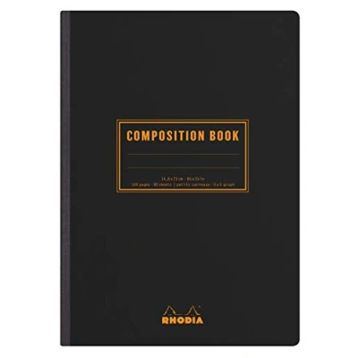 Abbildung von Rhodia 119209C Heft Softcover Composition Book DIN A5 (14,8x21 cm), 80 Blatt, kariert, Clairefontaine Papier weiß 80g, Cover schwarz, 1 Stück