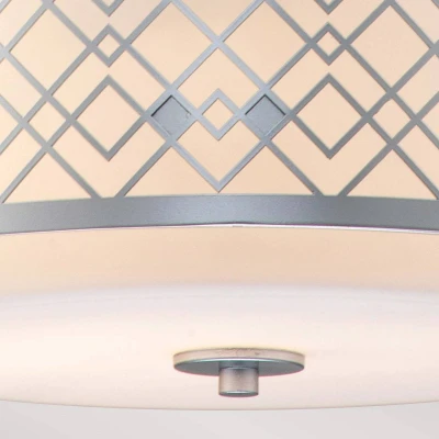 Abbildung von Elstead Lighting ZIGGY F M LS Deckenleuchte E27 2x60W Stahl Silber lackiert, Glas H:22.9cm Ø40.6cm dimmbar