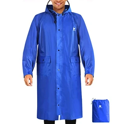 Abbildung von ANYOO Wasserdicht Regenmantel Radfahren Regen Poncho Portable Leichte Regenjacke Mit Kapuze Fahrrad Compact Cape Wiederverwendbare Unisex für Backpacking Camping Outdoors,Blau,Einheitsgröße