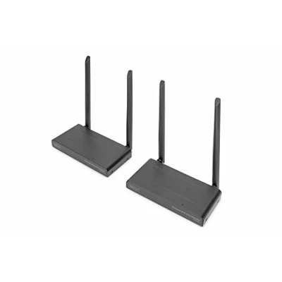 Abbildung von DIGITUS Wireless HDMI KVM Extender Set Reichweite bis 200 m FullHD 1080p/60Hz Punkt zu Loop Out IR Übertragung schwarz