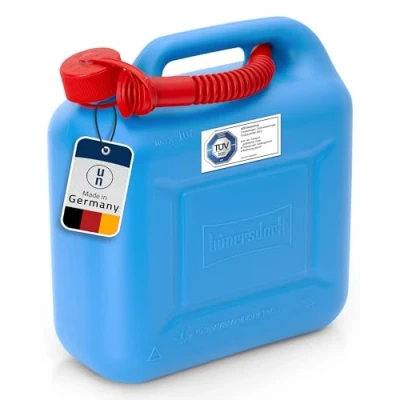 Abbildung von hünersdorff Kraftstoff Kanister STANDARD 10l für Benzin, Diesel und andere Gefahrgüter, UN Zulassung, made in Germany, TÜV geprüfter Produktion, blau