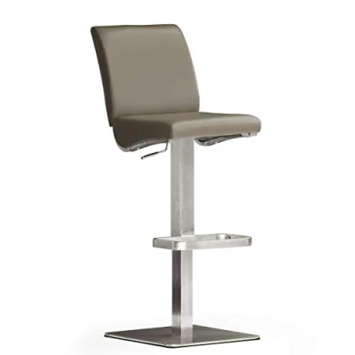 Abbildung von Robas Lund Barhocker Leder Cappuccino mit Lehne Barstuhl drehbar 180 Grad, Hocker höhenverstellbar, DI.AZ