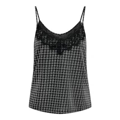 Abbildung von ONLY Damen Onlnew Carol S/L Glitter Mix Top Box Jrs, Black/Detail:houndstooth Silver, XL