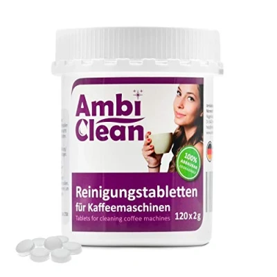 Abbildung von AmbiClean® Reinigungstabletten für Kaffeevollautomaten, Espressomaschinen, Pad Maschinen, Kapselmaschinen und Getränkeautomaten I Cleaning Tablets zur Reinigung von Kaffeefetten Ölen 120 Tabs