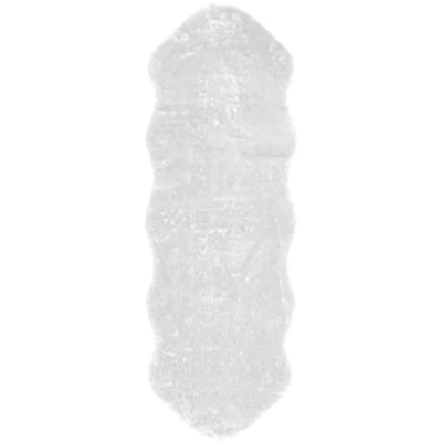 Abbildung von andiamo Teppich Lambskin Kunstfell flauschiger Schlafzimmer geeignet als Bettvorleger oder Fellteppich Wohnzimmer Lammfellimitat pflegeleicht 55 x 160 cm weiß