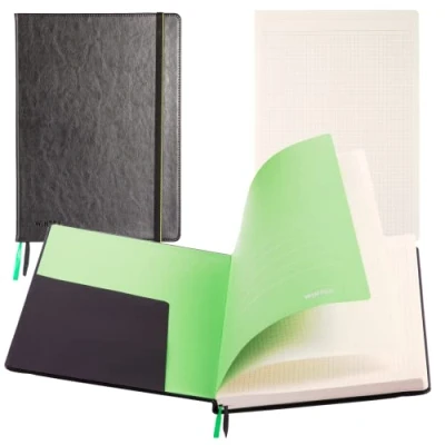 Abbildung von WINTEX Notizbuch in DIN A4 Kariert mit 96 Seiten Leder Hardcover Kladde, Bullet Journal und Notizheft für Schule oder Arbeit Schwarz Ihre Aufzeichnungen
