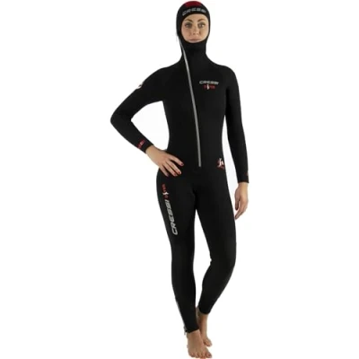 Abbildung von Cressi Women&#039;s Diver Lady Monopiece Wetsuit Tauchanzug, Schwarz/Rot, S/2