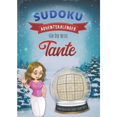 Abbildung von Sudoku Adventskalender für Tante: Weihnachtlicher Advents Kalender mit Rätsel Sudokus jeden Adventstag drei große Puzzle ... Rätselblock &amp; Rätselheft Lösungen