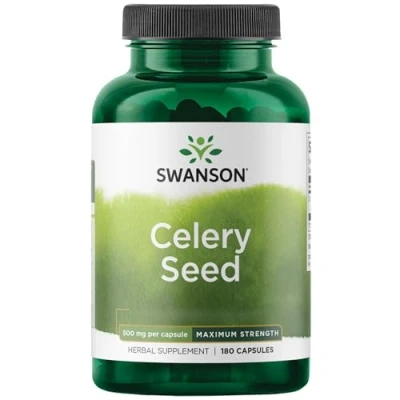 Abbildung von Swanson Maximum Strength Celery Seed, 500mg, 180 Kapseln, hochdosiert, Laborgeprüft, Sojafrei, Glutenfrei, Ohne Gentechnik