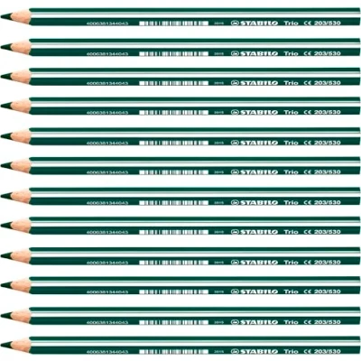 Abbildung von Dreikant Buntstift STABILO Trio dick 12er Pack laubgrün