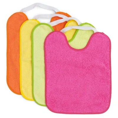 Abbildung von Ti TIN 4 pack wasserdichte frottee Babylätzchen 24x31 cm Lätzchen mit elastischem Verschluss für Babys von 6 bis 18 Monaten