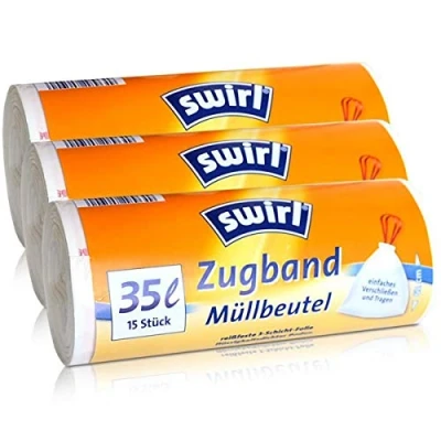 Abbildung von 3x Swirl Zugband Müllbeutel 35L (15 stk./ Rolle)