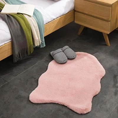 Abbildung von Teppich Wölkchen Fellteppich, Kunstfell Waschbar, Hasenfell Imitat, Kaninchenfell, Kurzfell Fell Sitzkissen Stuhlkissen, für Stühle, Stuhlauflage Rosa 55x80cm