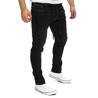 Abbildung von Yazubi Erik Herren Slim Fit Stretch Sweathose in Jeansoptik Jogginghose Männer Jeans Hosen, Schwarz (Black Meteorite 194008), W36/L34