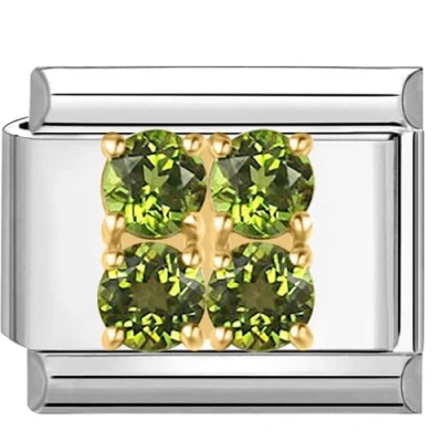 Abbildung von Quiges 9mm Italian Style Charm Modul Edelstahl Grüne Zirconia für Italienische Armbänder