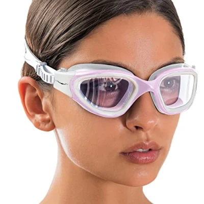 Abbildung von AqtivAqua Schwimmbrille Herren Damen Schwimmbrillen Erwachsene Kinder DX C (Rosa weiß, Klare)