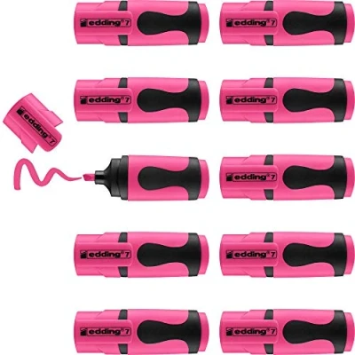 Abbildung von edding 7 Mini Textmarker neonpink 10 highlighter pens Keilspitze 1 3 mm klein in trendigen Farben für Bullet Journal, Schule, Uni oder Büro