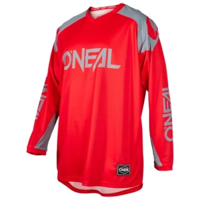 Abbildung von O&#039;NEAL Jersey Enduro Motocross Atmungsaktives Material, Maximale Bewegungsfreiheit, Verlängerter Rücken Matrix Ridewear Erwachsene Rot Grau Größe XL