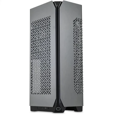 Abbildung von Cooler Master NCORE 100 MAX Mini ITX SFF Tower Gehäuse maßgeschneiderter AIO Kühler, 850 W SFX Gold ATX 3.0 Netzteil, einfache Installation, PCIe 4.0 Riser Kabel und vertikale GPU Halterung
