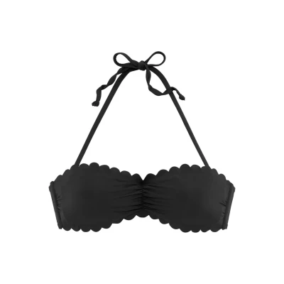 Abbildung von Lascana Bandeau Scallop Bikinitop, Damen, Größe: 38xA/B, Black