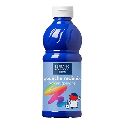 Abbildung von Lefranc Bourgeois 188140 flüssige Tempera Redimix Farbe, leuchtende Gouachefarbe auf Wasserbasis, hohe Deckkraft, hervorragenden Maleigenschaften, gebrauchsfertig, 500ml Flasche Kobaltblau