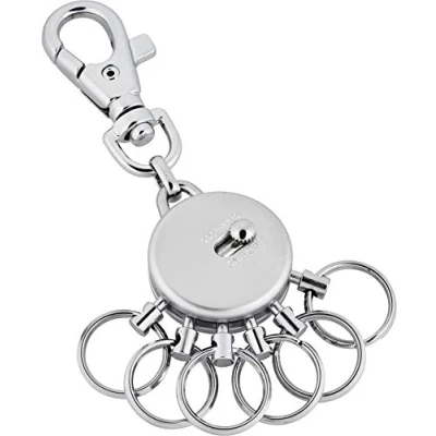 Abbildung von Schlüsselanhänger aus Metall mit Karabinerhaken 6 ausklinkbare Ringe von Jadani