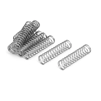 Abbildung von sourcing map 10Stk 304 Edelstahl Druckfeder Druckfedern Spiralfeder Stahlfeder Silberton 0,7mmx9mmx35mm