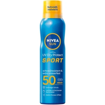 Abbildung von NIVEA SUN UV Dry Protect Sport Sonnenspray LSF 50 (200 ml), 100% transparenter und erfrischender Sonnenschutz, schweißresistente &amp; extra wasserfeste Sonnencreme mit