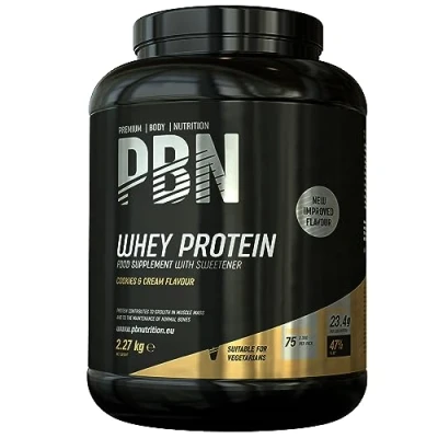 Abbildung von Premium Body Nutrition Whey Protein / Molkeeiweißpulver, 2,27 kg Cookies und Cream, Neuer verbesserter Geschmack