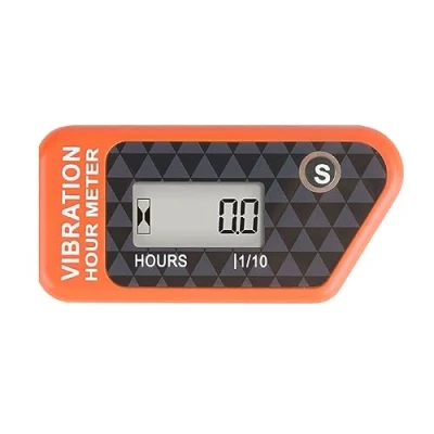 Abbildung von Runleader Digitaler kabelloser Betriebsstundenzähler mit eigener Stromversorgung, vibrationsaktivierter, rücksetzbarer Job Timer, Benutzersperre für den Generator Marine Lawn Mower (Orange)