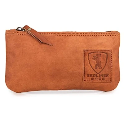Abbildung von Berliner Bags Vintage Federmäppchen Etui aus Leder mit YKK Reißverschluss, Federmappe für Stifte Braun