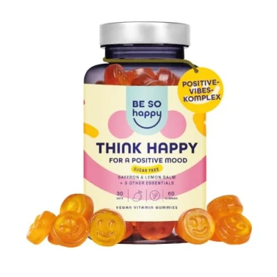 Abbildung von Gummibärchen für Emotionales Gleichgewicht, Komplex mit Safran + Zitronenmelisse Kamille und Vitamin B6, 60 Gummies, Vegan, Be So Happy®