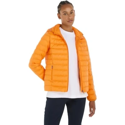Abbildung von Tommy Hilfiger Damen Jacke Padded Global Stripe Jacket Übergangsjacke, Orange (Rich Ochre), S