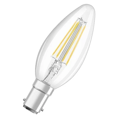 Abbildung von OSRAM LED Star Classic B40 Lampe für B15d Sockel, Kerzenform, Filament Optik, 470 Lumen, warmweiß (2700K), Ersatz herkömmliche 40W Glühbirnen, nicht dimmbar, 1er Pack
