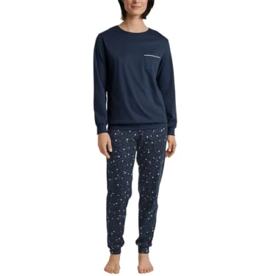 Abbildung von CALIDA Sweet Dreams Bündchen Pyjama Damen, aus 100% Baumwolle, Hose mit stoffbezogenem Gummibund