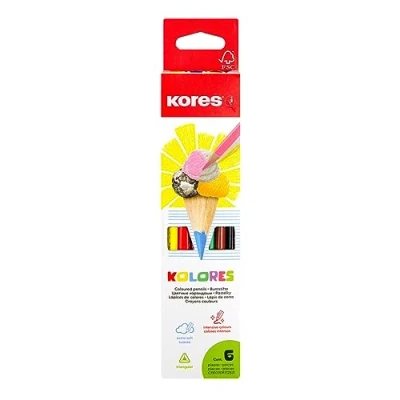 Abbildung von Kores Buntstift Kolores, dreikantige Buntstifte in 6 Verschiedenen Farben