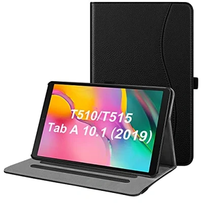 Abbildung von Fintie Hülle für Samsung Galaxy Tab A 10,1 2019 Multi Winkel Betrachtung Kunstleder Schutzhülle mit Dokumentschlitze 10.1 Zoll SM T510/T515 Tablet, Schwarz