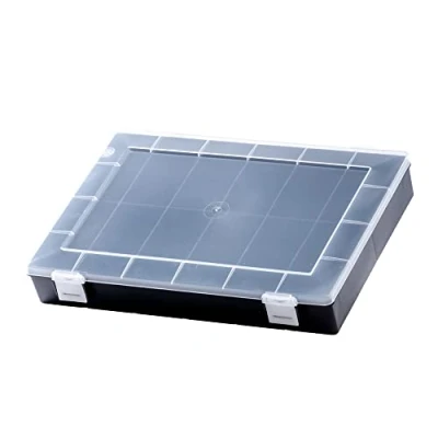 Abbildung von hünersdorff Sortimentskasten: stabile Sortierbox (PP Classic)mit fester Fachaufteilung (12 Fächer), Sortierkasten Maße: T225 x B335 H55 mm, Schwarz, 611810