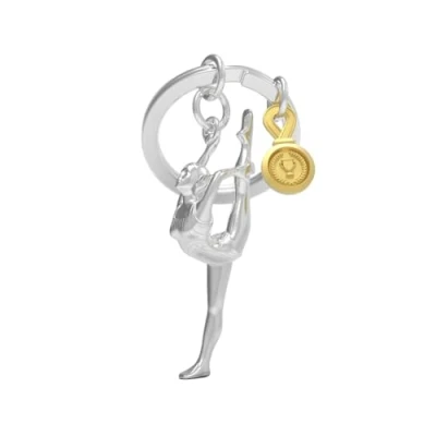 Abbildung von O meta[l]morphose METALMORPHOSE Schlüsselanhänger Metall 3D Gymnastik Leidenschaft Sport, Geschenk für Herren, Damen, Olympische Spiele, silber, one size, Sportlich