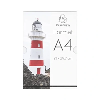 Abbildung von Exacompta 84858HD Prospekthalter selbstklebend für die Wand DIN A4, Hochformat aus Acryl, transparent, kann auch angeschraubt werden, vorgebohrt